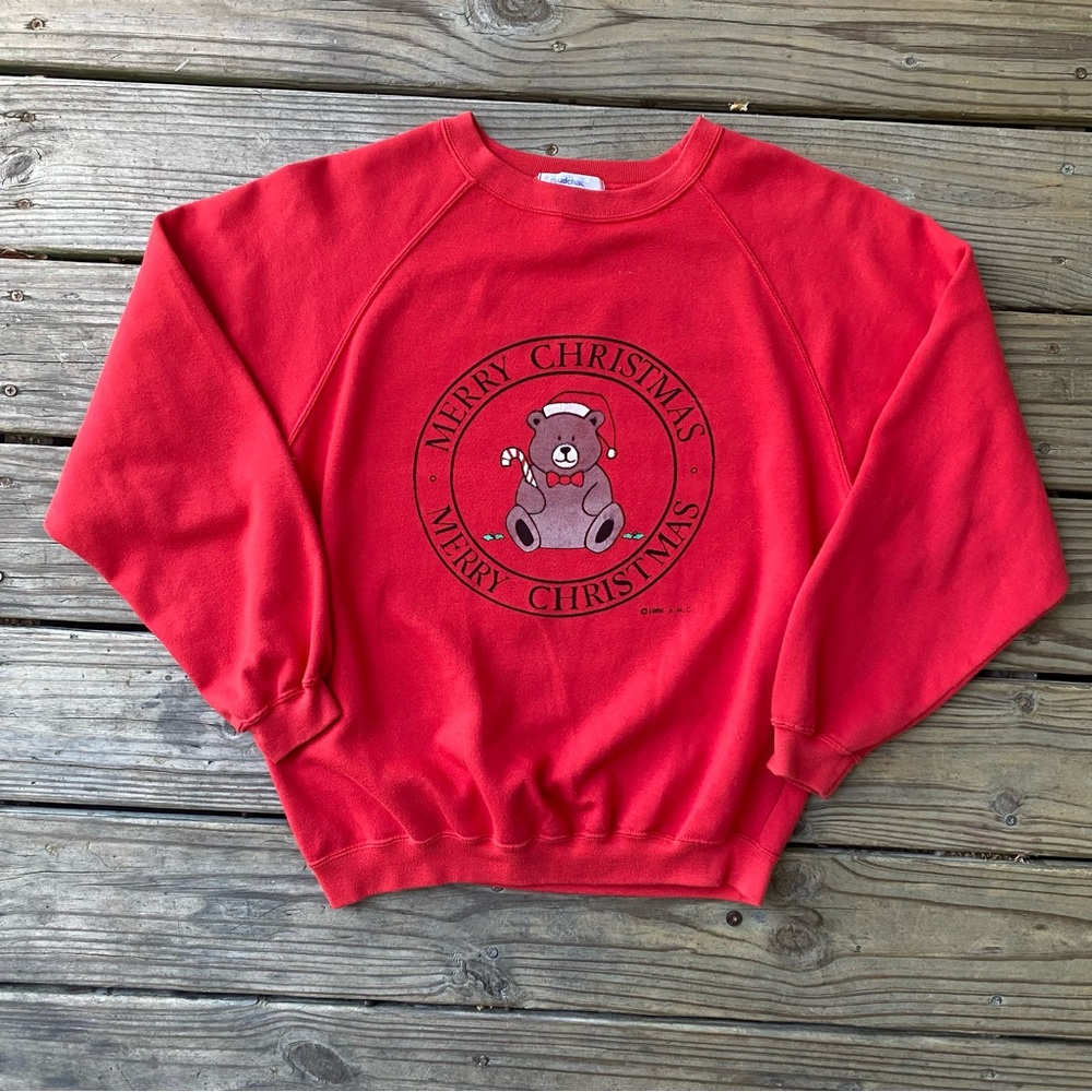 VTG 1986 Christmas Teddy Bear Sweatshirt